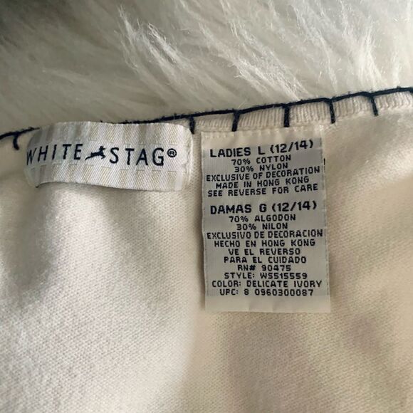 White Stag Boho Cream Floral Embroidered Knit Sweater Top. Size Large - Picture 11 of 11
